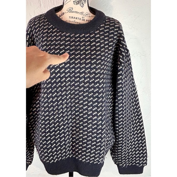 L.L.Bean Vintage 80s Men’s Wool Norwegian Birdseye Fisherman Sweater, size Large - Picture 2 of 11